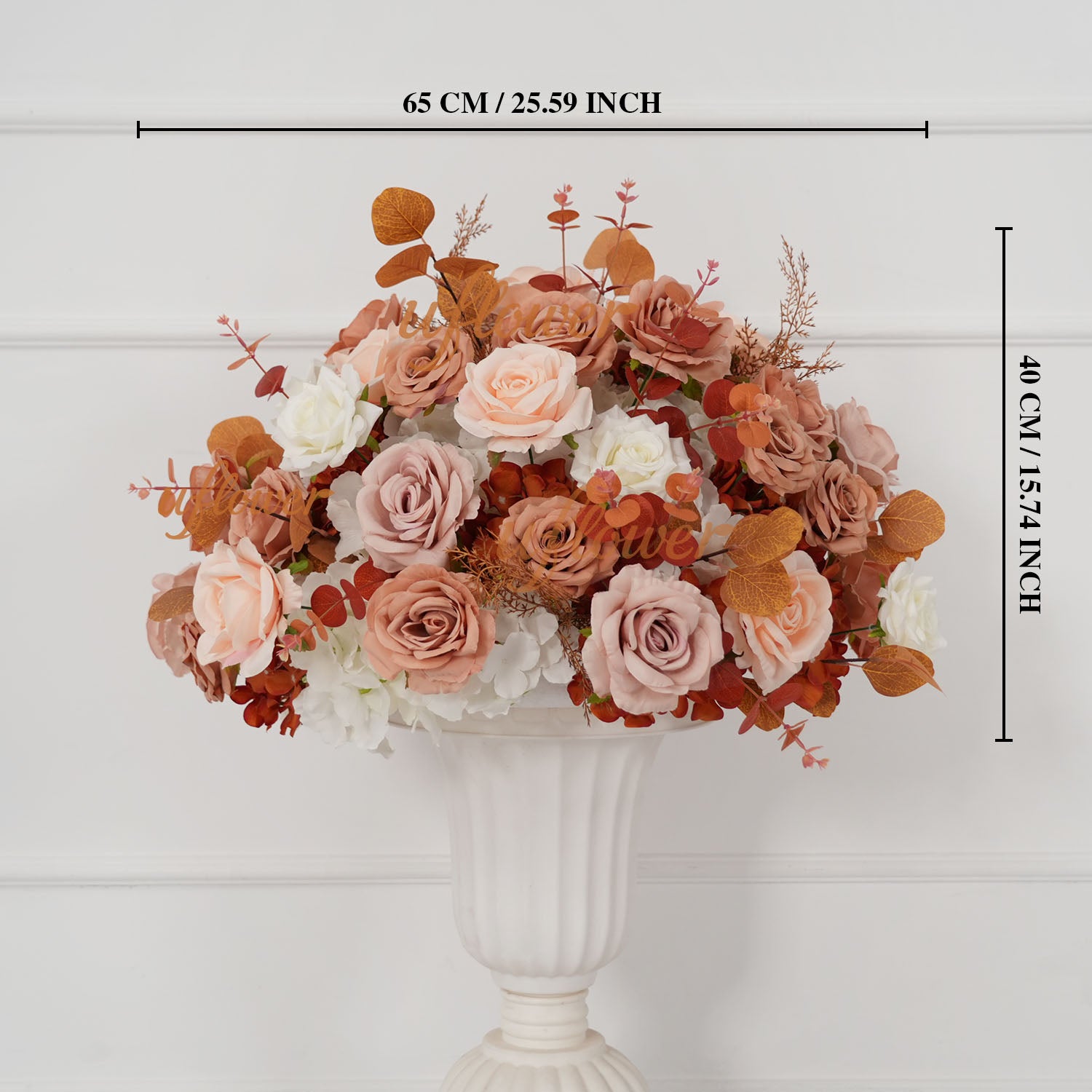 Uflower Coffee Fall Rose Hang Flower Floor Floral Wedding Party Event Props